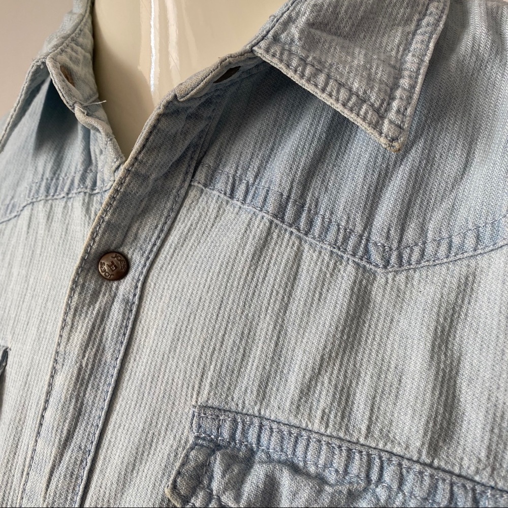 Current/Elliott Denim Blue Button Down Shirt - Picture 5 of 8
